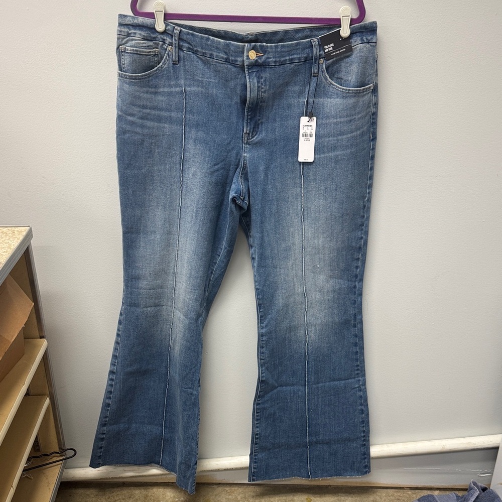 Express Flare Wide Leg Blue Jeans